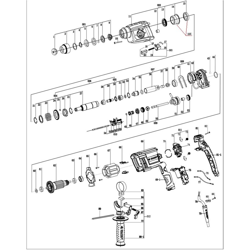 Запчасти Зубр SDS-plus ЗП-22-650 К