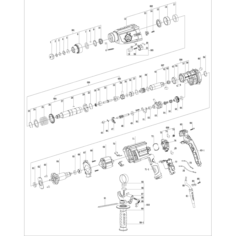 Запчасти Зубр SDS-plus ЗП-28-800 К