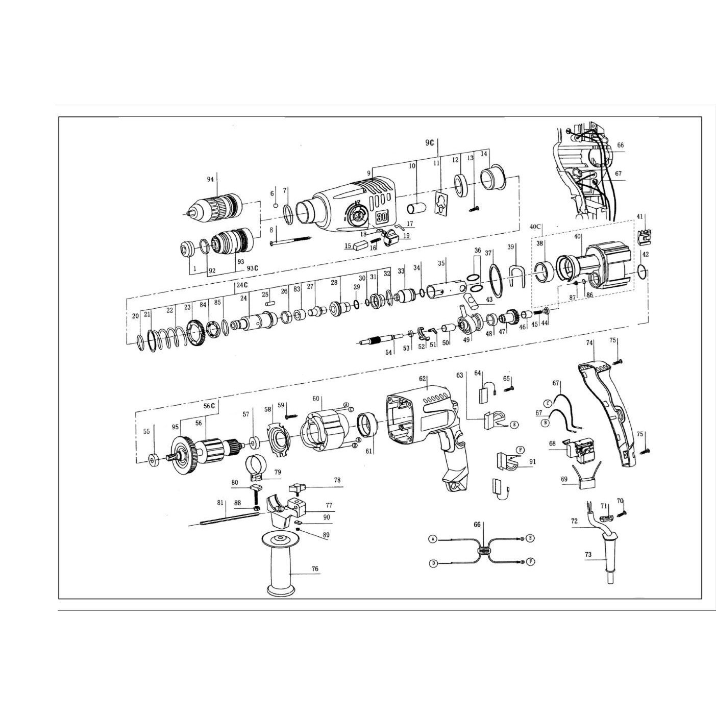 Запчасти Зубр SDS-plus ЗП-800ЭК
