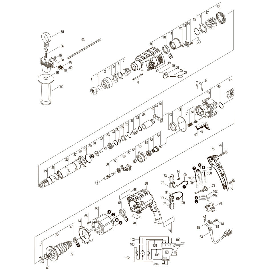 Запчасти Зубр SDS-plus П-22-650